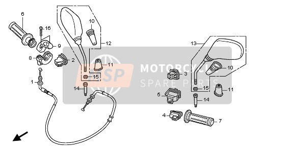 Honda SH125S 2011 SWITCH & CABLE & MIRROR for a 2011 Honda SH125S